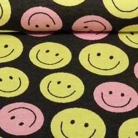 Bio Jacquard Jersey "Choose your Vibe" Smile Schwarz