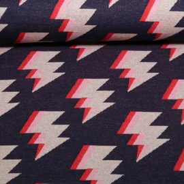 Bio Jacquard Jersey "Gleam" Zappy Navy