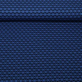 Bio Jacquard Jersey "Queen Of Hearts" Cherry Heart Knit Blau