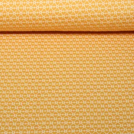 Bio Jacquard Jersey "Queen Of Hearts" Cherry Heart Knit Gelb