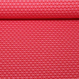 Bio Jacquard Jersey "Queen Of Hearts" Cherry Heart Knit Rot