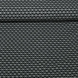 Bio Jacquard Jersey "Queen Of Hearts" Cherry Heart Knit Schwarz