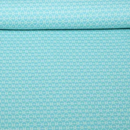 Bio Jacquard Jersey "Queen Of Hearts" Cherry Heart Knit Türkis