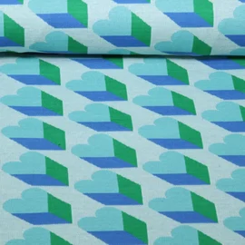 Bio Jacquard Jersey "Queen Of Hearts" Royal Love Shadows Türkis