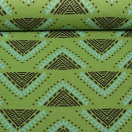 Bio Jacquard Jersey "Western Fairy Tales" Camp Site Grün