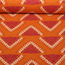 Bio Jacquard Jersey "Western Fairy Tales" Camp Site Orange