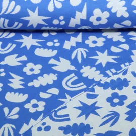 Bio Jacquard Jersey"Southern Ease" Good Omens Doubleface Blau