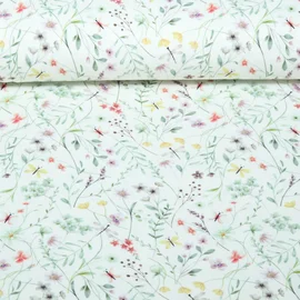 Bio Jersey Digitaldruck Wiesenblumen Ecru