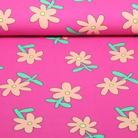 Bio Jersey Jennifer Bouron Blumen Fuchsia