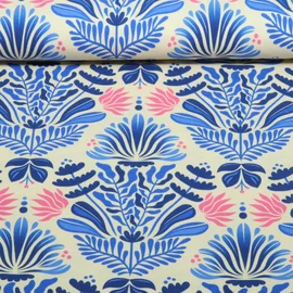 Bio Jersey "Southern Ease" Sunlit Botanica Beige Blau