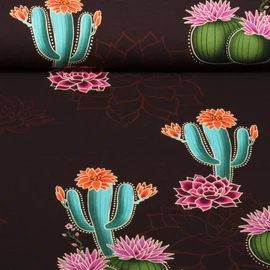 Bio Jersey "Western Fairy Tales" Prairie Blossom Braun