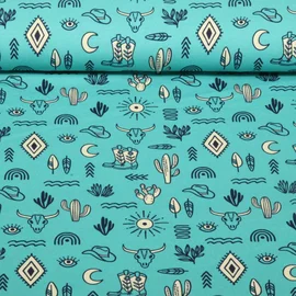 Bio Jersey " Western Fairy Tales" Yeehaw Türkis