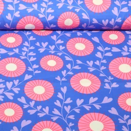 Bio Musselin Glatt "Queen Of Hearts" Court Garden Blau