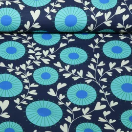 Bio Musselin Glatt "Queen Of Hearts" Court Garden Navy