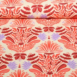 Bio Musselin Glatt "Southern Ease" Sunlit Botanica Beige Rot
