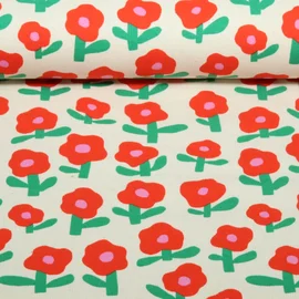 Bio Rippjersey Jennifer Bouron Blumen Natur Orange