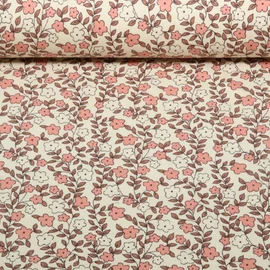 Bio Rippjersey Natural Blumenranken Natur