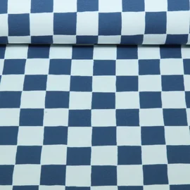 Bio Sommersweat French Terry Karo Weiß Blau