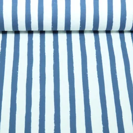 Bio Sommersweat Gemalte Streifen Ecru Blau