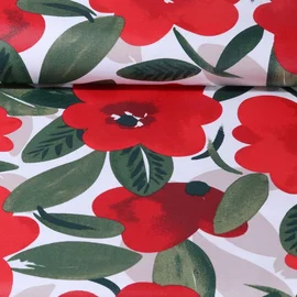  Beschichteter Canvas mit großen Blüten Rot