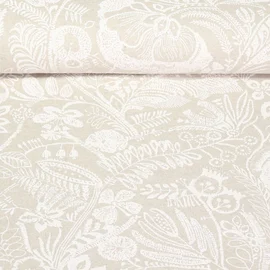 Canvas Blumen Leinenlook Grau Weiß