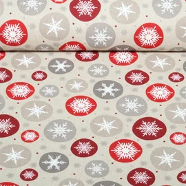 Canvas Eissterne Leinenlook Beige Rot