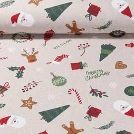Canvas Geschenke Santa Leinenlook Beige