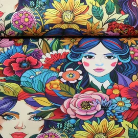 Canvas Gesichter und Blumen Multicolor