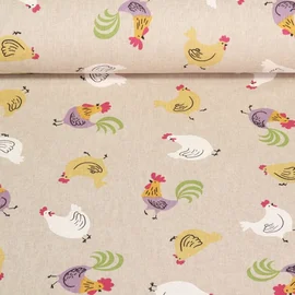 Canvas Hühner Beige Grau