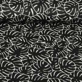 Canvas Jacquard Monsterablätter Schwarz