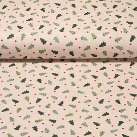 Canvas Kleine Weihnachtsbäume Leinenlook Beige 