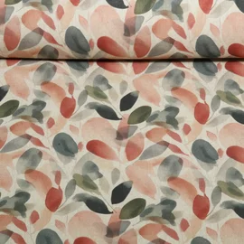 Canvas Leinenlook Blätter Batik Beige