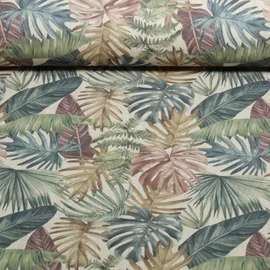 Canvas Leinenlook Blätter Beige