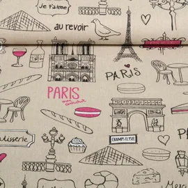 Canvas Leinenlook Paris Sand Pink