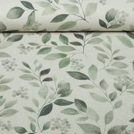 Canvas  Leinenoptik Digitaldruck Blätterzweige Beige