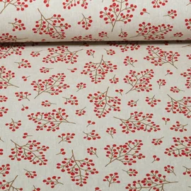 Canvas Leinenoptik Winterbeeren Beige