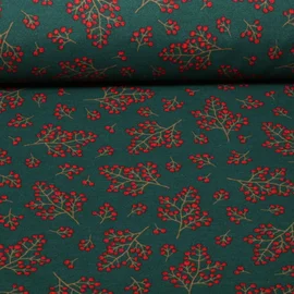 Canvas Leinenoptik Winterbeeren Grün