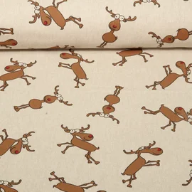 Canvas Lustiges Rentier Beige