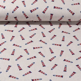 Canvas Maritim Leuchttürme Beige