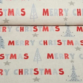 Canvas Merry Christmas Leinenlook Beige