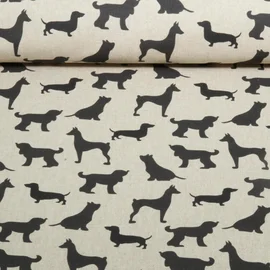 Canvas Recycelt Leinenlook Hunde Beige