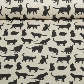 Canvas Recycelt Leinenlook Katzen Beige