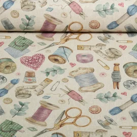 Canvas Recycelt Leinenlook Nähutensilien Beige