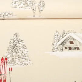Canvas Skihütten Leinenlook Natur