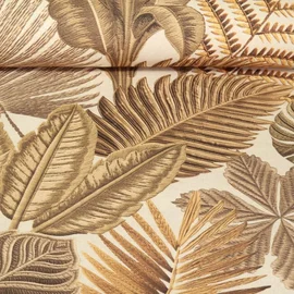 Canvas Tropische Blätter Leinenlook Beige