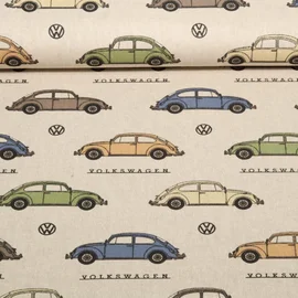 Canvas VW Beetle Beige Multicolor Leinenoptik