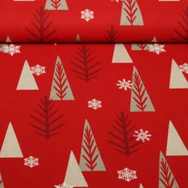 Canvas Weihnachtsbäume Rot Beige