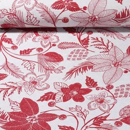 Canvas Weihnachtsblumen Leinenlook Grau Rot