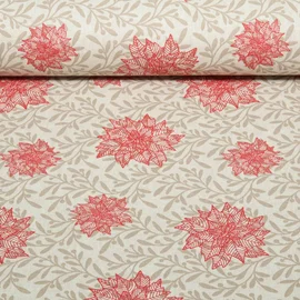 Canvas Weihnachtsstern Leinenlook Beige Rot