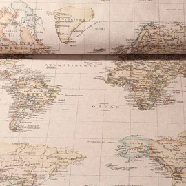 Canvas Worldmap Vintage Look Beige Multicolor